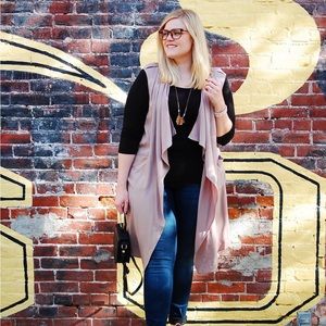 DR2 Daniel Rainn Mauve Open Jacket Duster Vest size Large Pockets Drapey